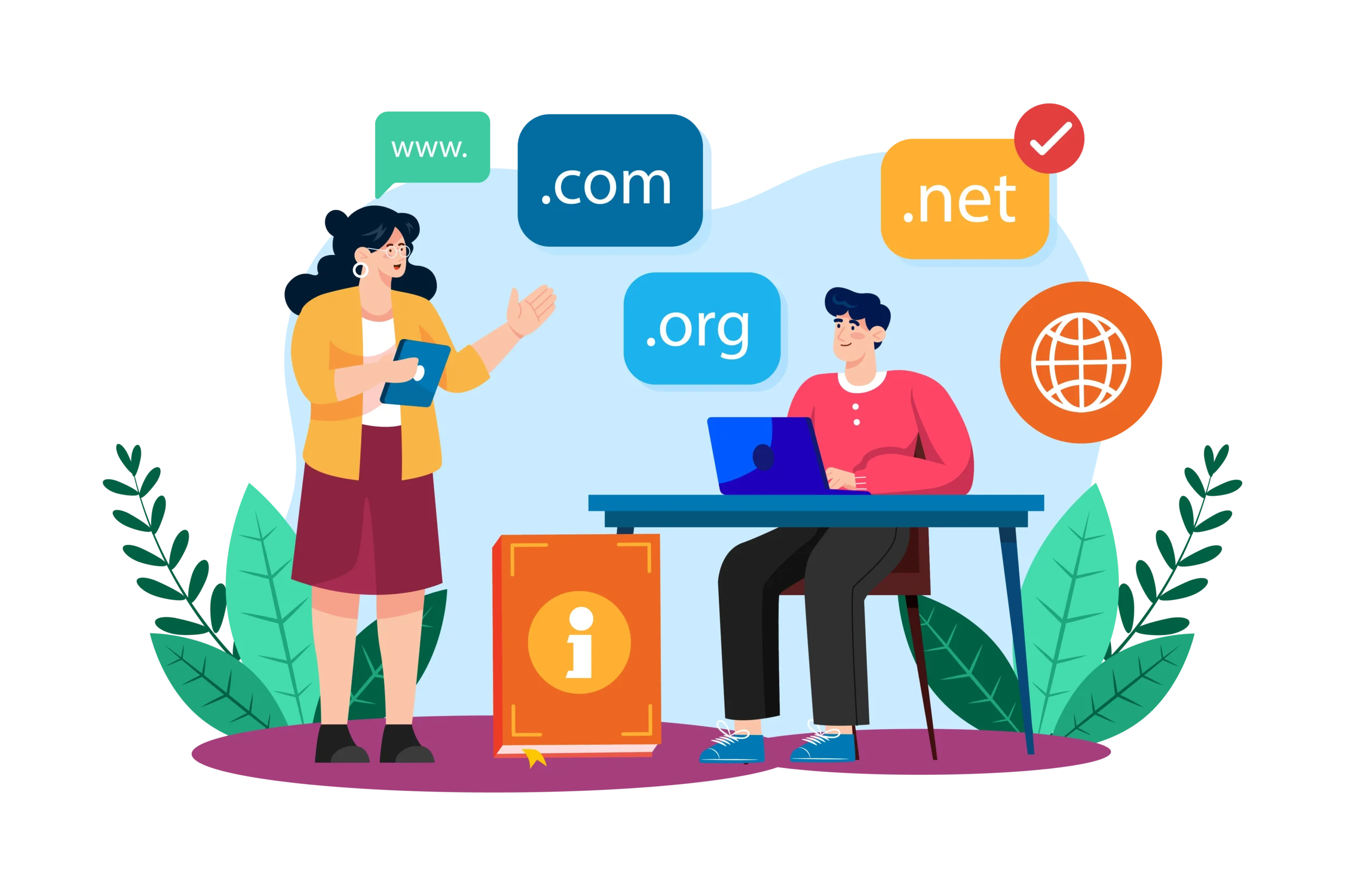 Ilustración que sirve como referencia de presentación de diferentes tipos de dominio que pueden manejarse para un sitio web.