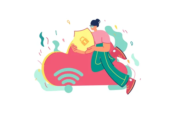 Ilustración en donde se pueden ver los beneficios que otorga lo que es un conmutador virtual para la seguridad de empresas.