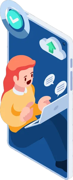 Una ilustración de que es un conmutador virtual con una persona siendo asistente a distancia para entender mejor su función.