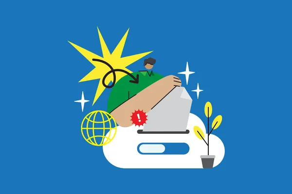 Ilustración de un hombre obteniendo información adecuada sobre qué es hosting y cómo se utiliza para la gestión de empresas.